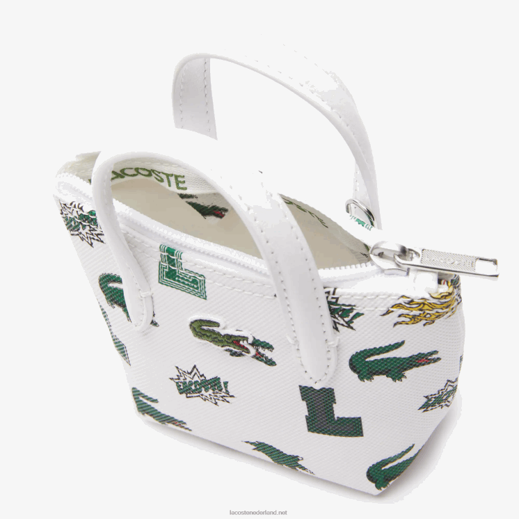 Lacoste nano-tas met komische print 0828H2883 blanco krokodillenleer l05 vrouwen