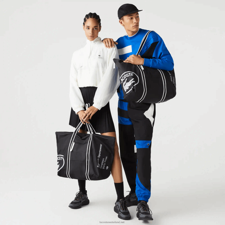 Lacoste opvouwbare weekendtas met contrasterende print 0828H2839 zwart wit 279 vrouwen