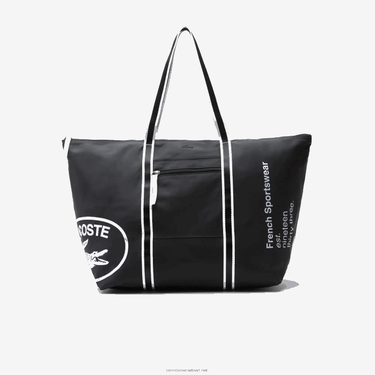 Lacoste opvouwbare weekendtas met contrasterende print 0828H2839 zwart wit 279 vrouwen