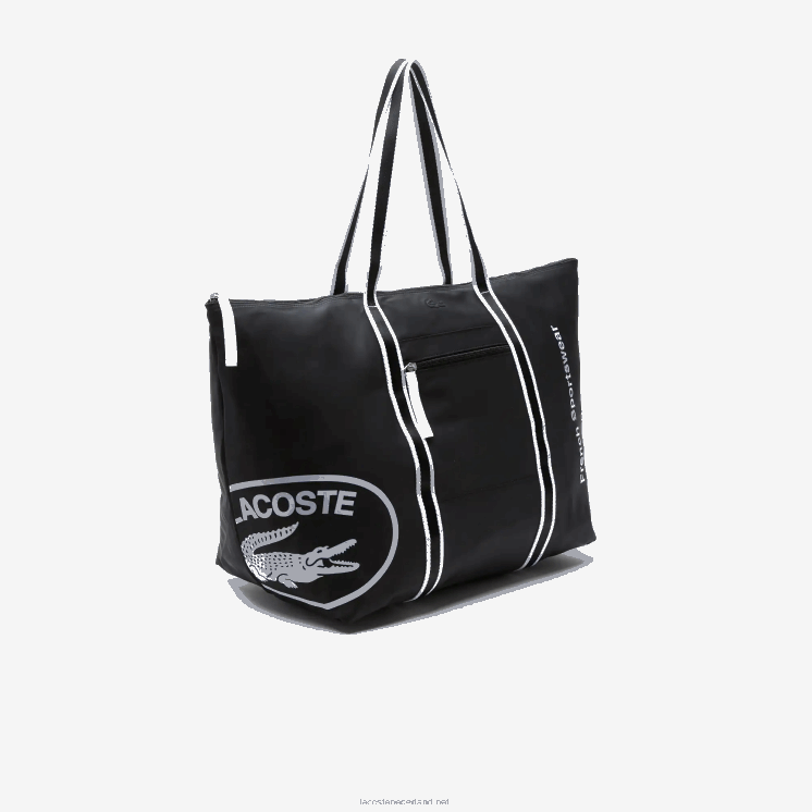 Lacoste opvouwbare weekendtas met contrasterende print 0828H2839 zwart wit 279 vrouwen