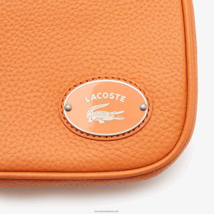 Lacoste schoudertas van generfd leer van metaalplaat 0828H2855 pottenbakkerij k20 vrouwen