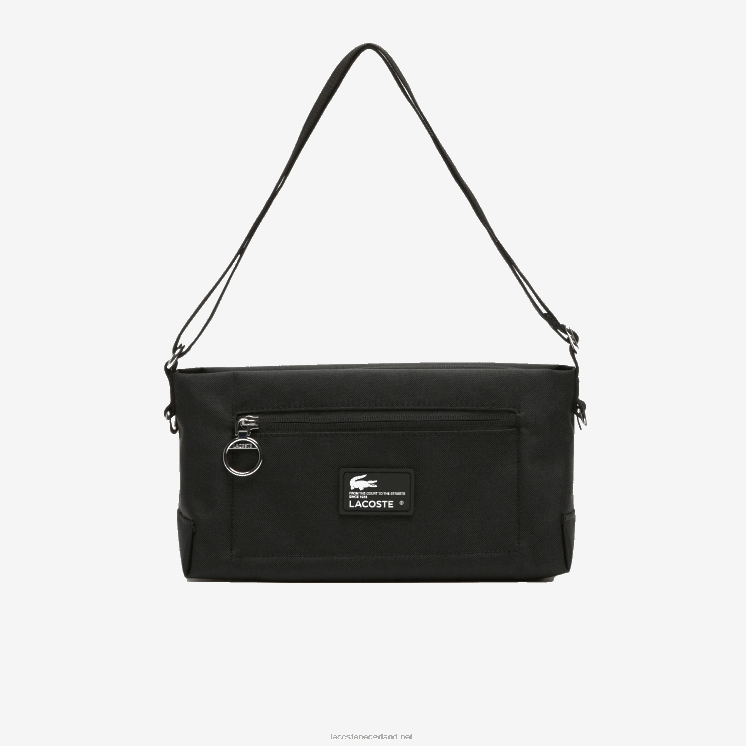 Lacoste tas met ritssluiting van gerecyclede vezels 0828H1968 zwarte patch l51 vrouwen