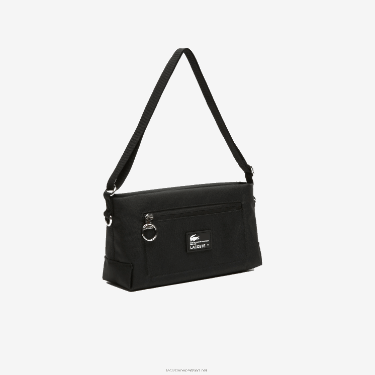 Lacoste tas met ritssluiting van gerecyclede vezels 0828H1968 zwarte patch l51 vrouwen