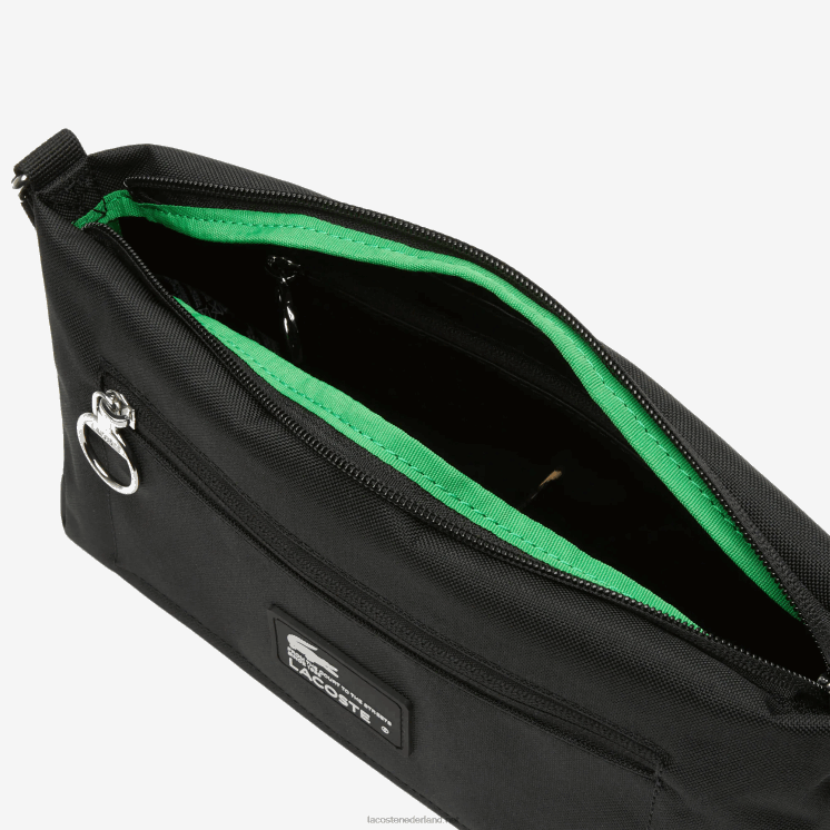 Lacoste tas met ritssluiting van gerecyclede vezels 0828H1968 zwarte patch l51 vrouwen