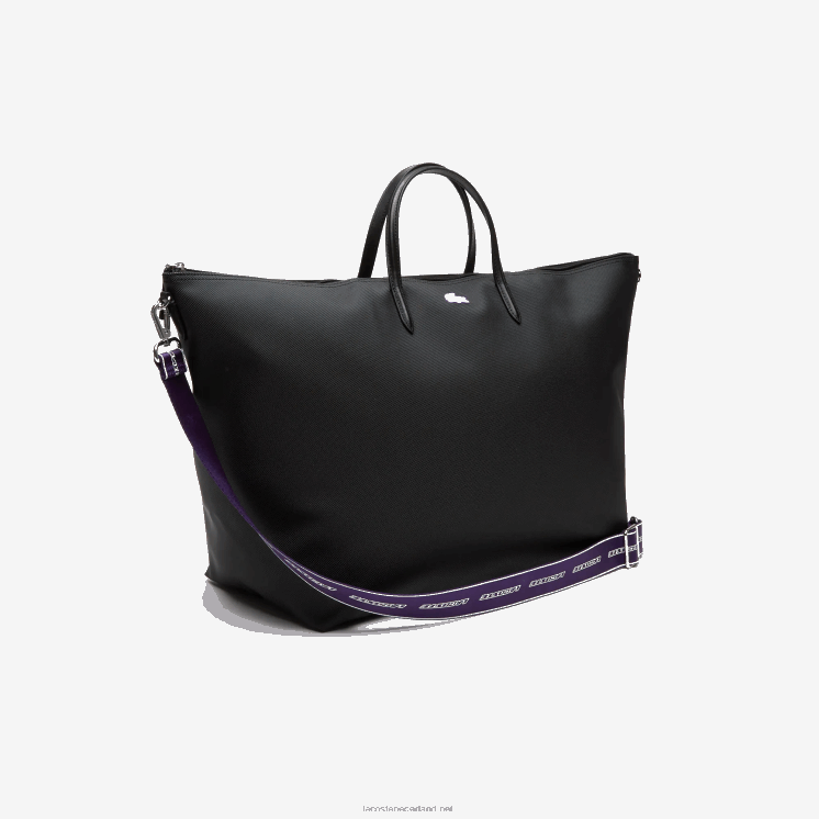 Lacoste weekendtas met contrasterende schouderband 0828H2823 zwarte samui k48 vrouwen