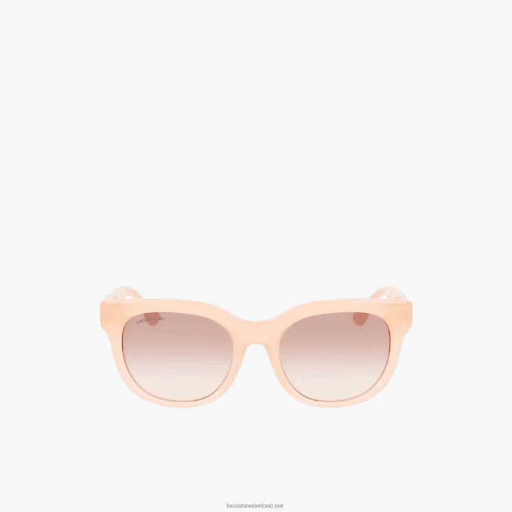 Lacoste ovale zonnebril van acetaat met krokodillenleer 0828H2919 roos 662 vrouwen