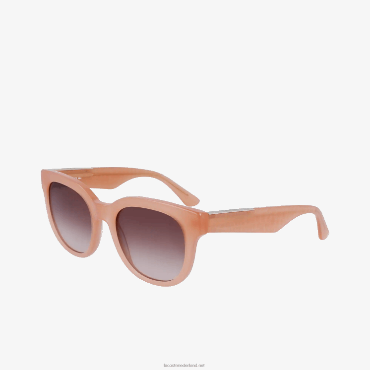 Lacoste ovale zonnebril van acetaat met krokodillenleer 0828H2919 roos 662 vrouwen