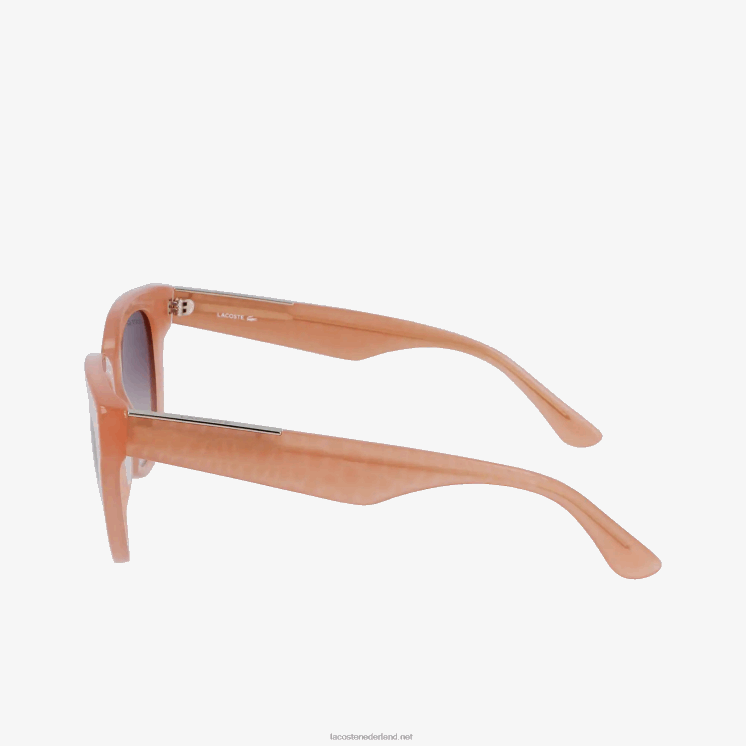 Lacoste ovale zonnebril van acetaat met krokodillenleer 0828H2919 roos 662 vrouwen