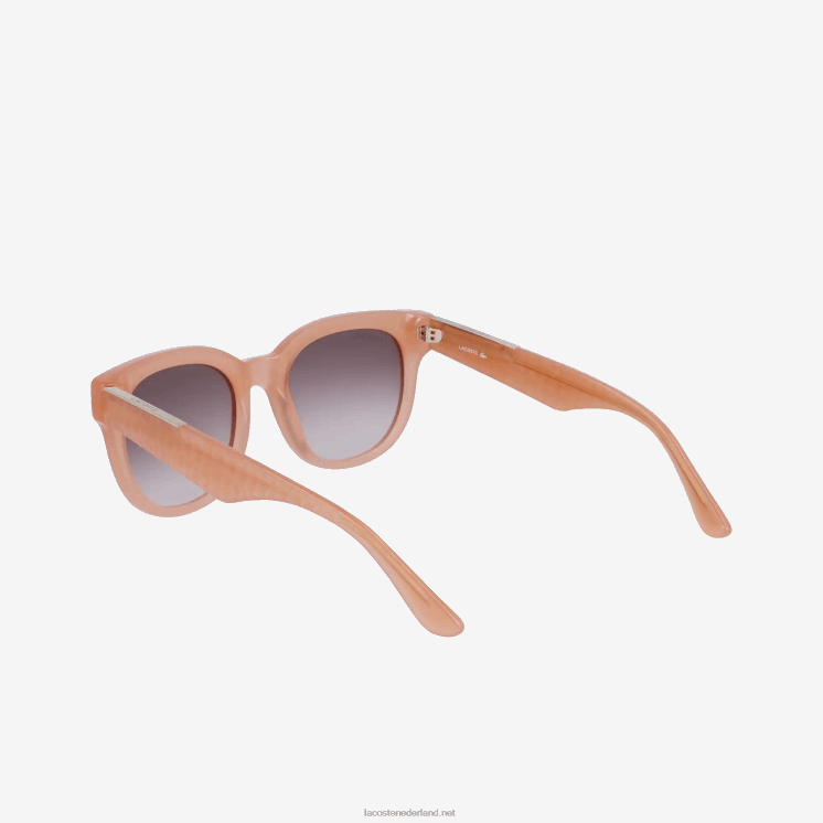 Lacoste ovale zonnebril van acetaat met krokodillenleer 0828H2919 roos 662 vrouwen