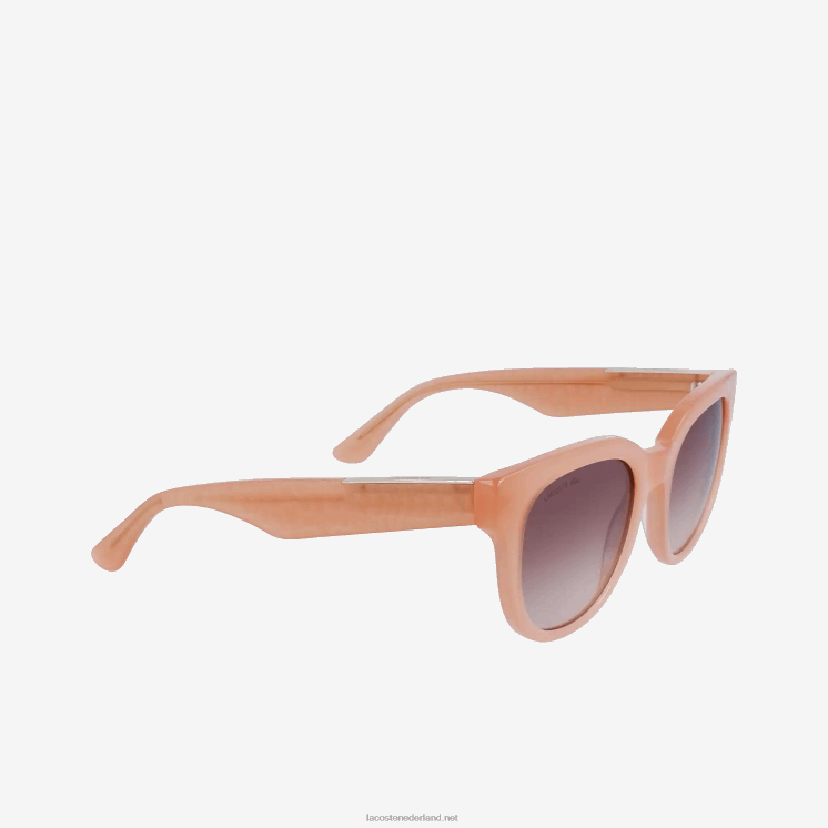Lacoste ovale zonnebril van acetaat met krokodillenleer 0828H2919 roos 662 vrouwen