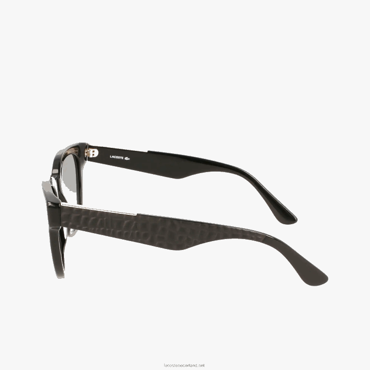 Lacoste ovale zonnebril van acetaat met krokodillenleer 0828H2920 matzwart 001 vrouwen