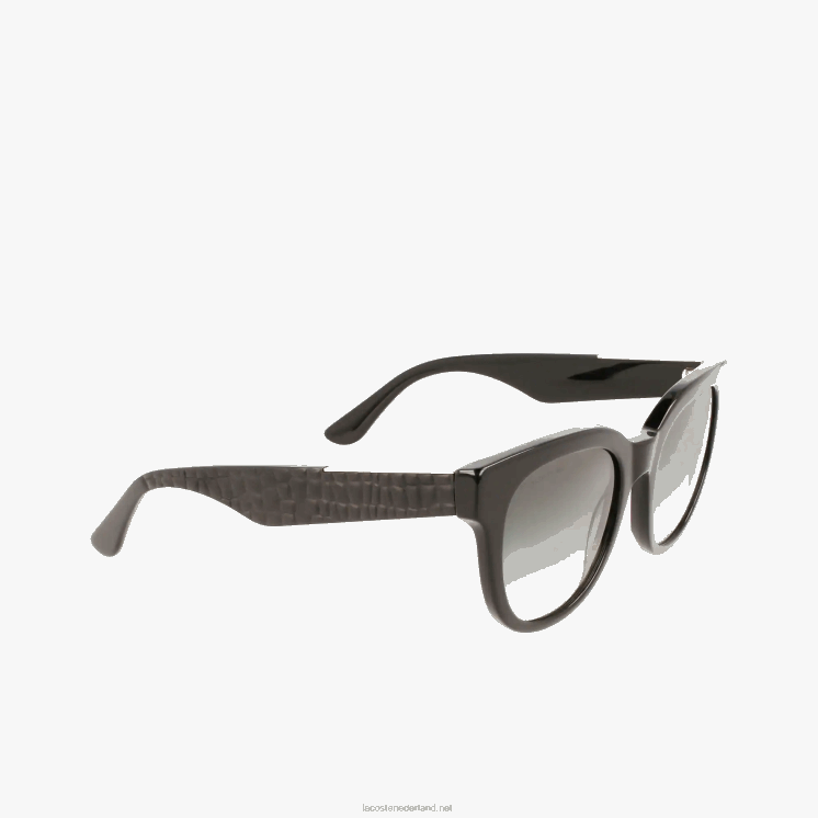 Lacoste ovale zonnebril van acetaat met krokodillenleer 0828H2920 matzwart 001 vrouwen