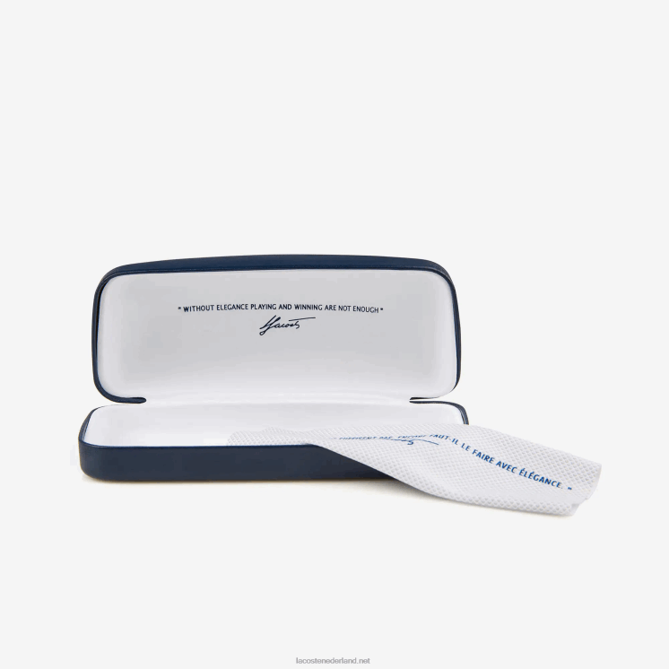 Lacoste ovale zonnebril van acetaat met krokodillenleer 0828H2920 matzwart 001 vrouwen