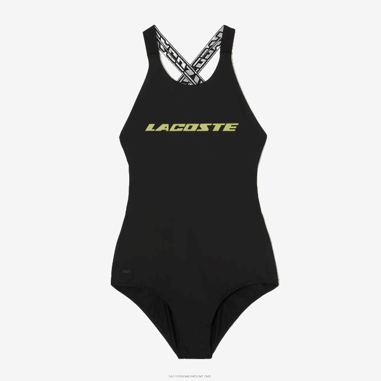 Lacoste badpak uit gerecycled polyester uit één stuk 0828H2459 zwart 031 vrouwen