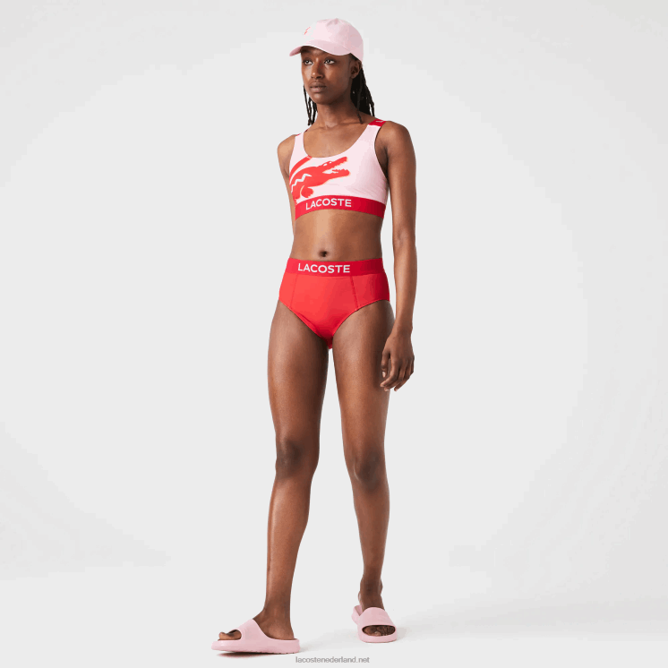 Lacoste bedrukt bikinibroekje 0828H2662 rood blauw pwy vrouwen
