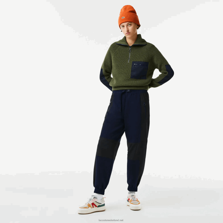 Lacoste badge colorblock trainingsbroek 0828H2552 marineblauw zwart r8p vrouwen