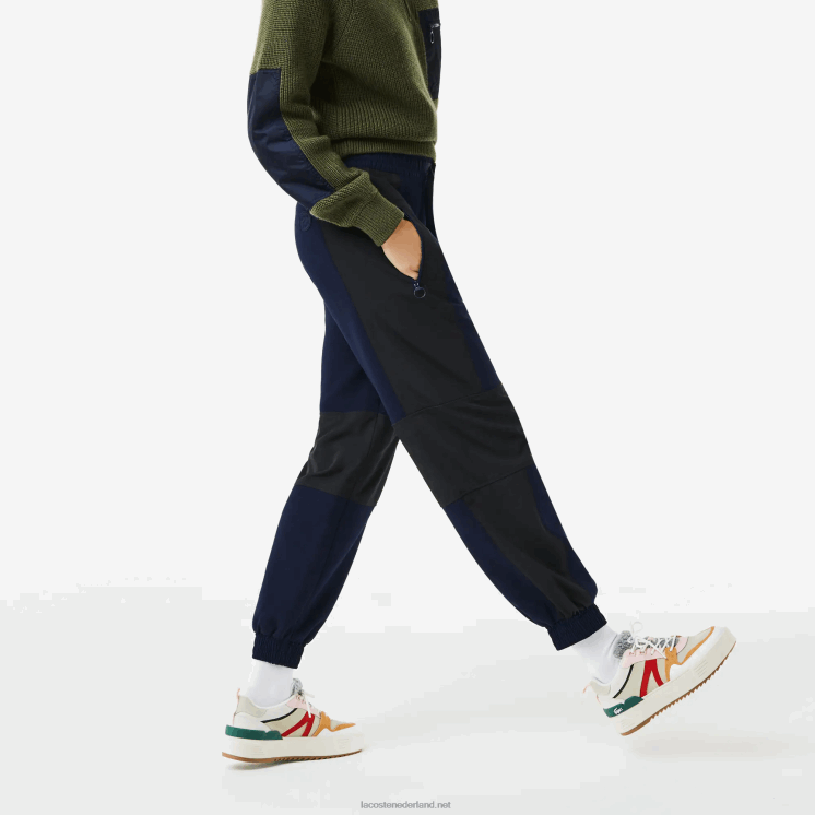 Lacoste badge colorblock trainingsbroek 0828H2552 marineblauw zwart r8p vrouwen