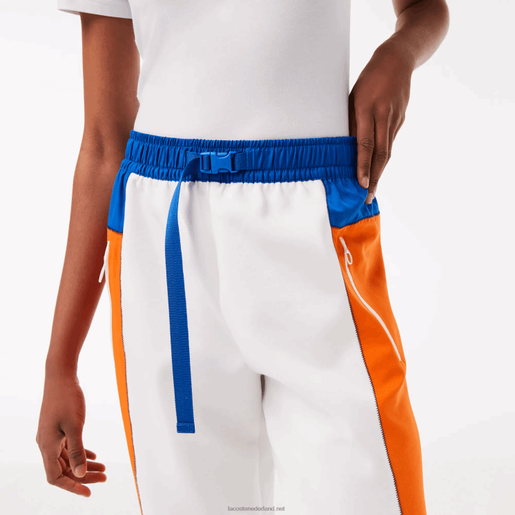 Lacoste badge colorblock trainingsbroek 0828H2553 wit blauw oranje blauw rlm vrouwen