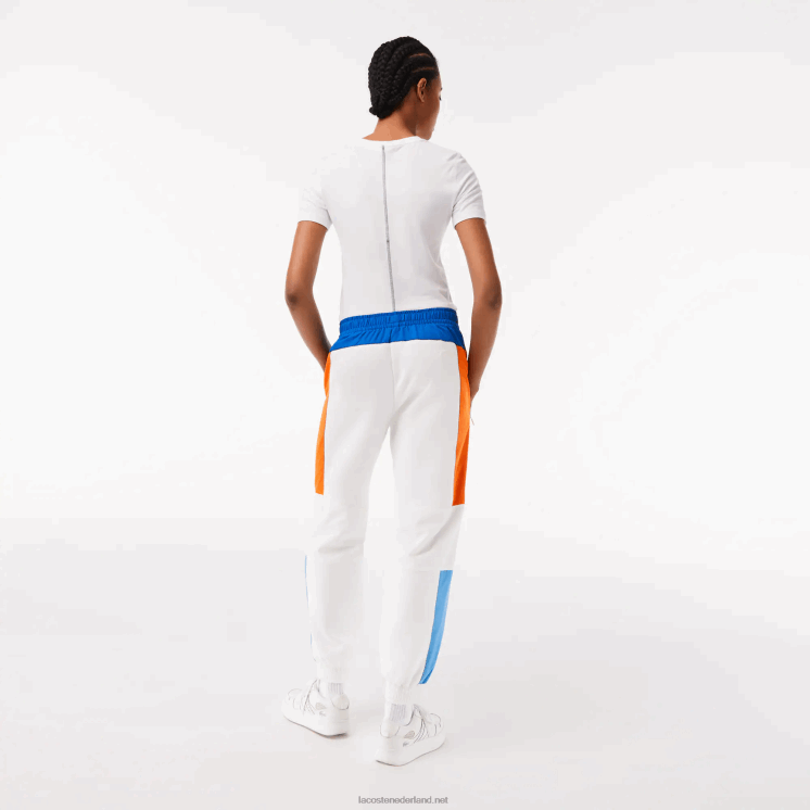 Lacoste badge colorblock trainingsbroek 0828H2553 wit blauw oranje blauw rlm vrouwen