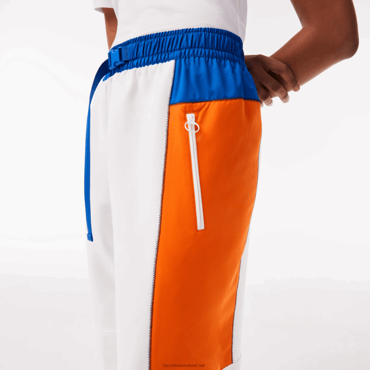 Lacoste badge colorblock trainingsbroek 0828H2553 wit blauw oranje blauw rlm vrouwen