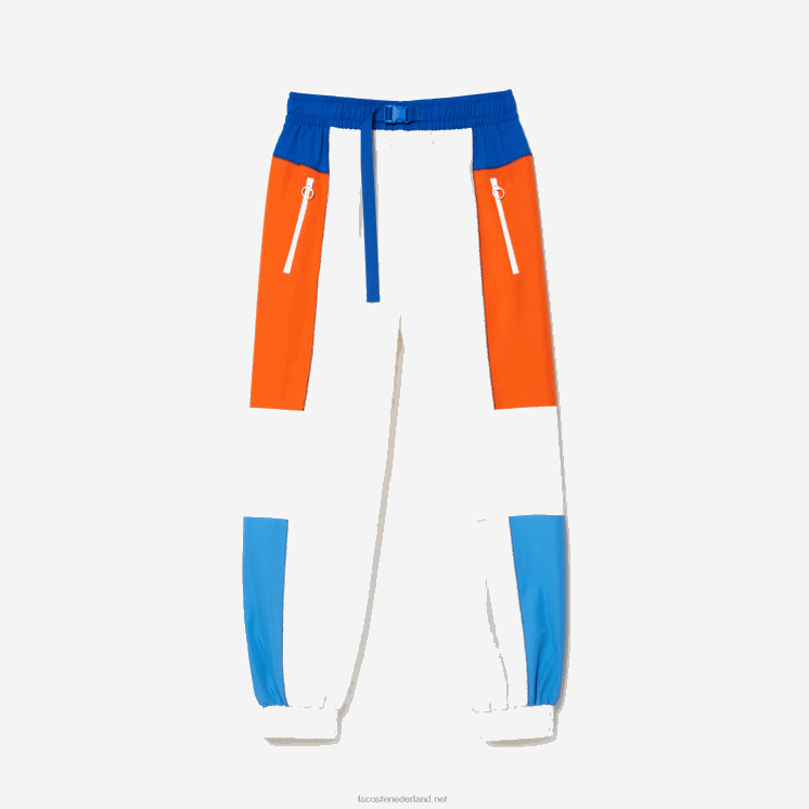 Lacoste badge colorblock trainingsbroek 0828H2553 wit blauw oranje blauw rlm vrouwen