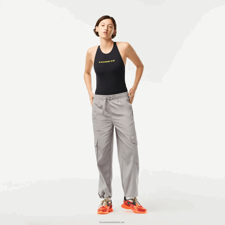 Lacoste cargobroek met wijde pijpen 0828H2450 grijze kzw vrouwen