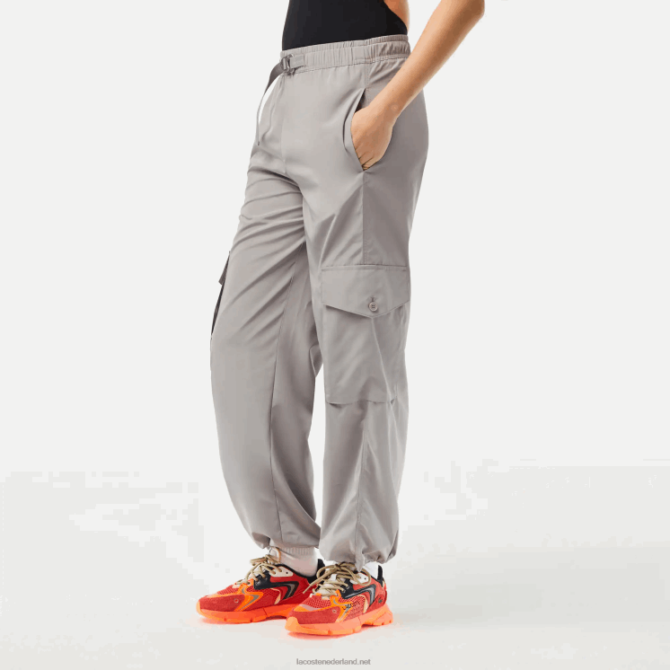 Lacoste cargobroek met wijde pijpen 0828H2450 grijze kzw vrouwen