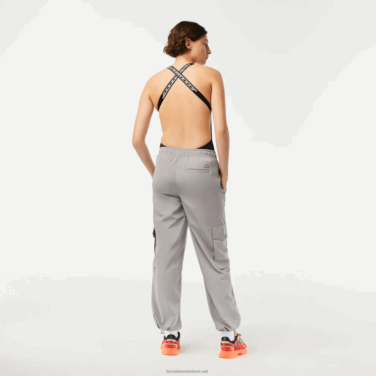 Lacoste cargobroek met wijde pijpen 0828H2450 grijze kzw vrouwen