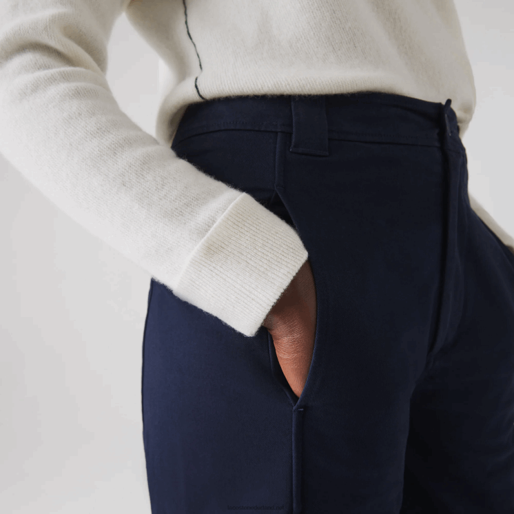 Lacoste katoenen gabardine broek 0828H2652 marineblauw 166 vrouwen