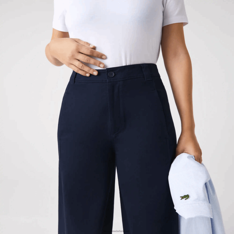 Lacoste katoenen gabardine broek 0828H2652 marineblauw 166 vrouwen