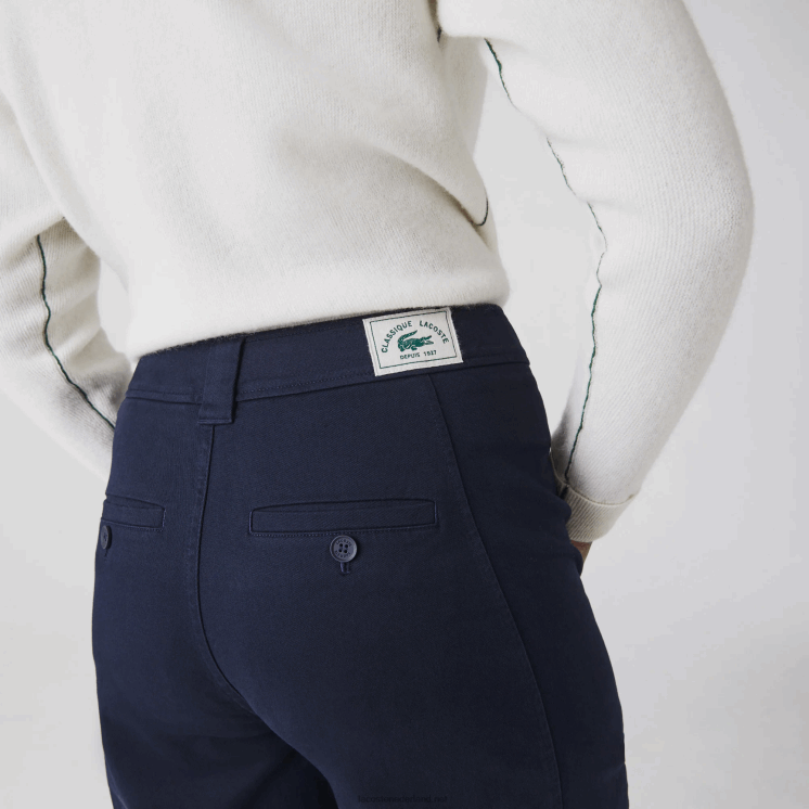 Lacoste katoenen gabardine broek 0828H2652 marineblauw 166 vrouwen