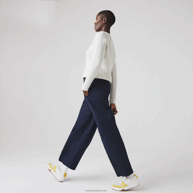 Lacoste katoenen gabardine broek 0828H2652 marineblauw 166 vrouwen