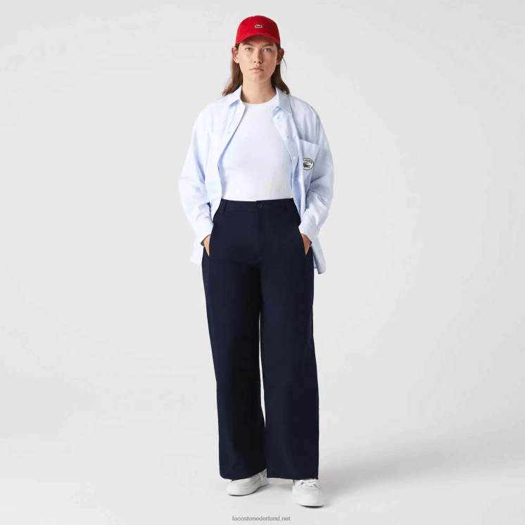 Lacoste katoenen gabardine broek 0828H2652 marineblauw 166 vrouwen