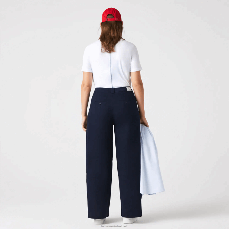 Lacoste katoenen gabardine broek 0828H2652 marineblauw 166 vrouwen