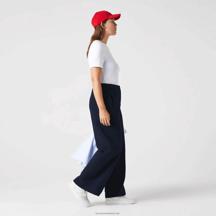Lacoste katoenen gabardine broek 0828H2652 marineblauw 166 vrouwen