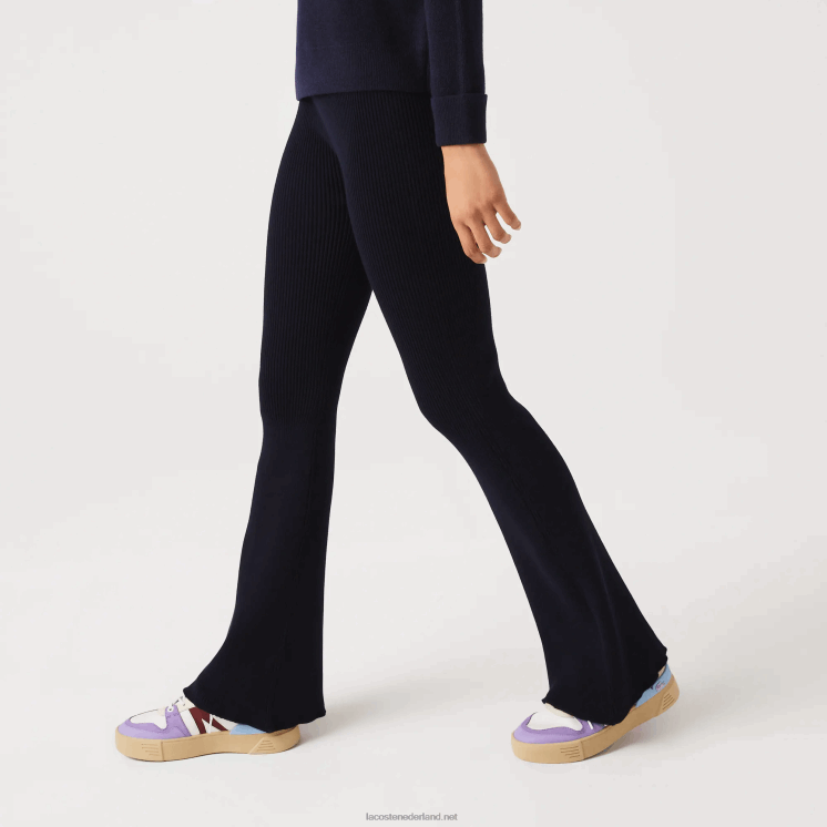 Lacoste naadloos geribbelde gebreide legging 0828H2561 marineblauw 166 vrouwen