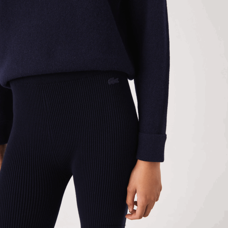 Lacoste naadloos geribbelde gebreide legging 0828H2561 marineblauw 166 vrouwen