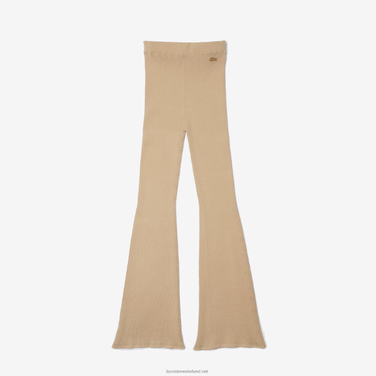Lacoste naadloos geribbelde gebreide legging 0828H2562 beige 02s vrouwen