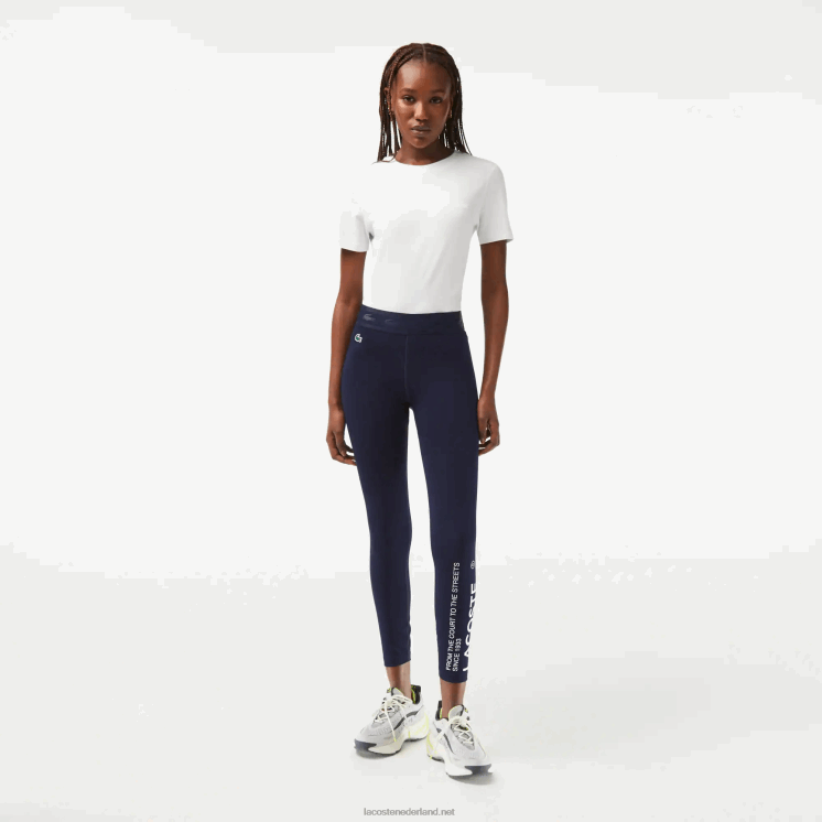 Lacoste sportieve 7/8-legging van gerecycled polyester 0828H2408 marineblauw 166 vrouwen