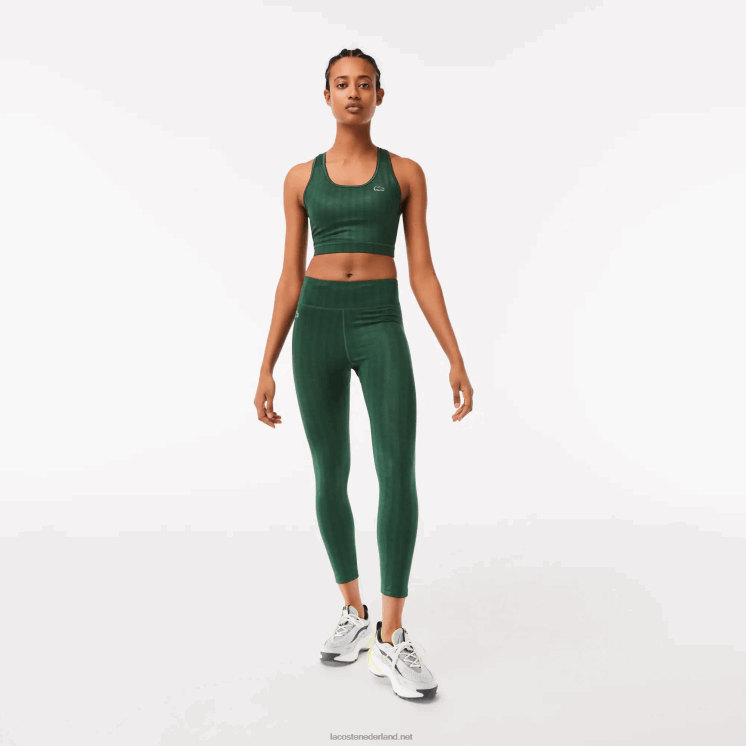 Lacoste sportieve legging met all-over print en hoge taille 0828H2573 groen d1r vrouwen