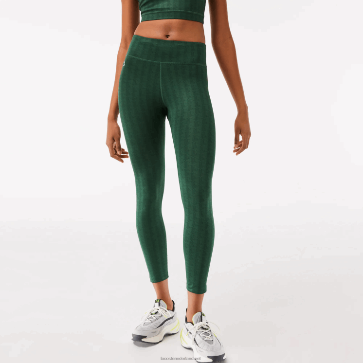 Lacoste sportieve legging met all-over print en hoge taille 0828H2573 groen d1r vrouwen