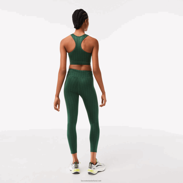 Lacoste sportieve legging met all-over print en hoge taille 0828H2573 groen d1r vrouwen