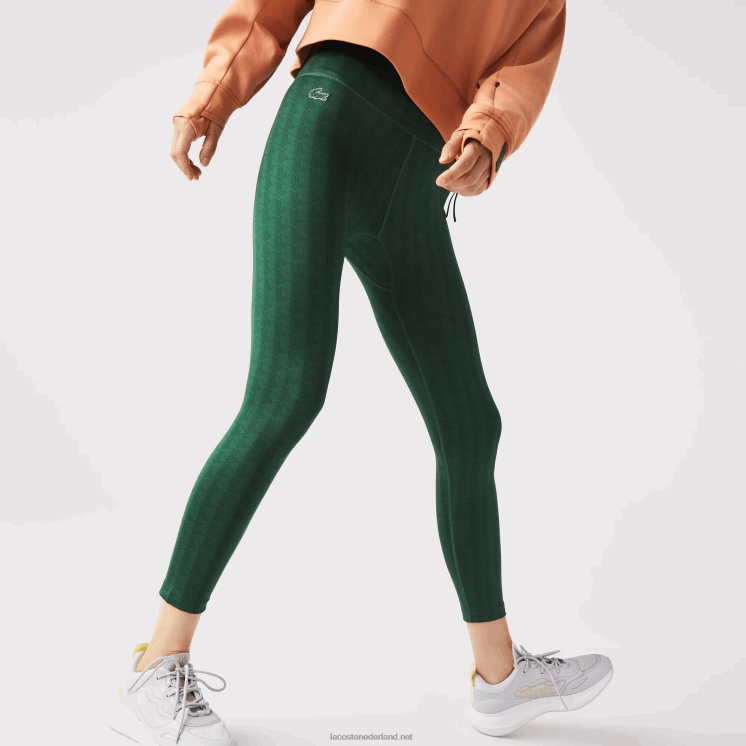 Lacoste sportieve legging met all-over print en hoge taille 0828H2573 groen d1r vrouwen