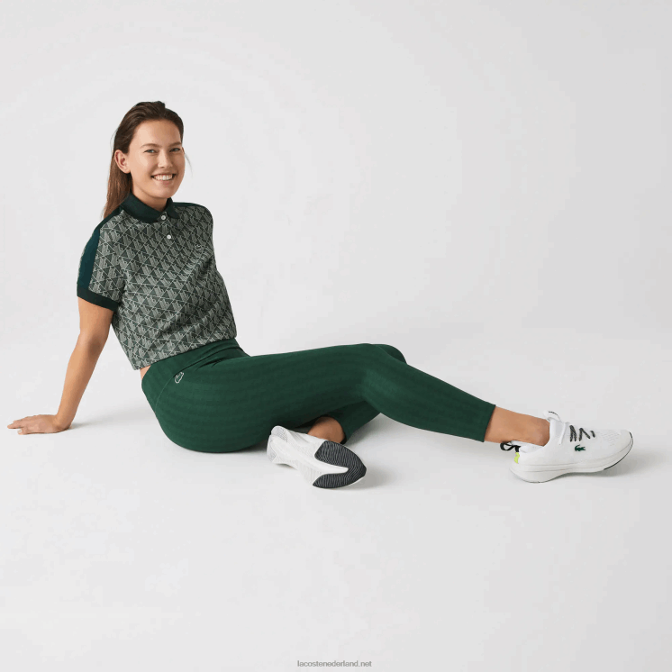 Lacoste sportieve legging met all-over print en hoge taille 0828H2573 groen d1r vrouwen