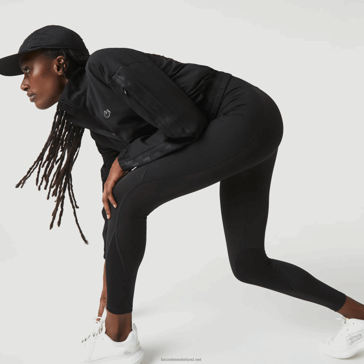 Lacoste sportieve legging met kleurvlakken en gebreid effect 0828H2531 zwart 8vm vrouwen