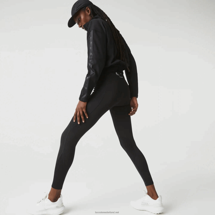 Lacoste sportieve legging met kleurvlakken en gebreid effect 0828H2531 zwart 8vm vrouwen