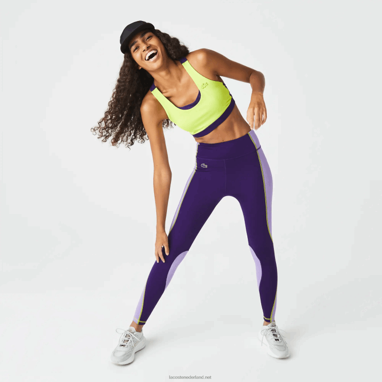 Lacoste sportieve legging met kleurvlakken en gebreid effect 0828H2533 paars 50w vrouwen