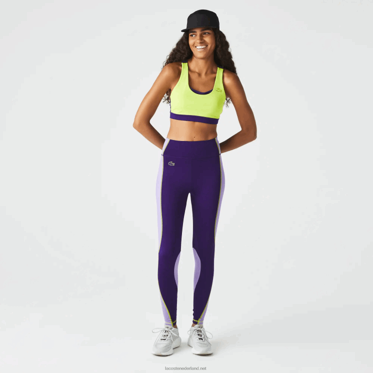 Lacoste sportieve legging met kleurvlakken en gebreid effect 0828H2533 paars 50w vrouwen
