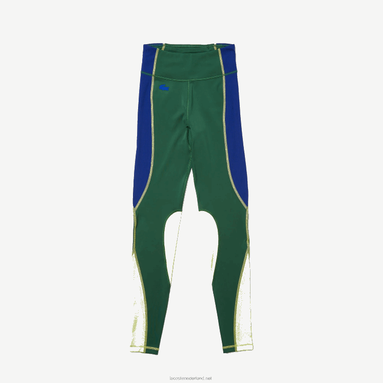 Lacoste sportieve legging met kleurvlakken en gebreid effect 0828H2534 groen blauw flitsgeel bzq vrouwen