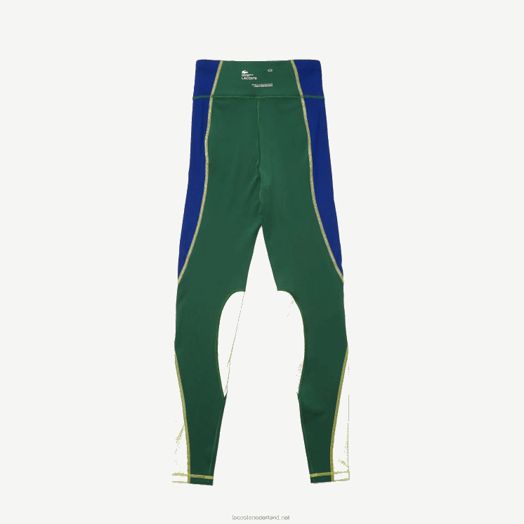 Lacoste sportieve legging met kleurvlakken en gebreid effect 0828H2534 groen blauw flitsgeel bzq vrouwen
